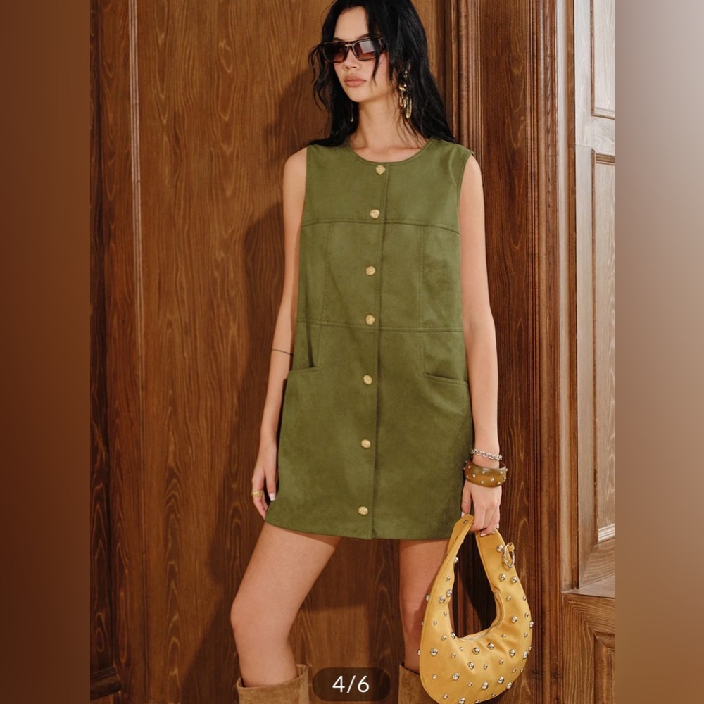 Commense polyester suede effect metal button mini… - image 3